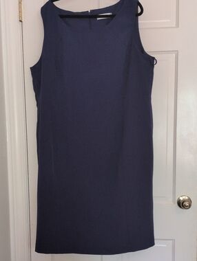 Kasper Navy Sleeveless Midi Sheath Dress